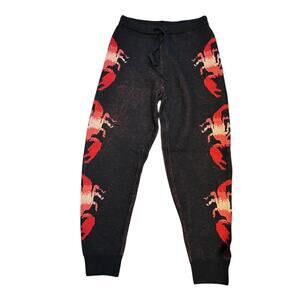 Spirit Jersey Lobster Knit Jogger Sweatpants Black Red Size L